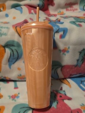 Starbucks Peach Swirl Tall Reusable Tumbler with Straw